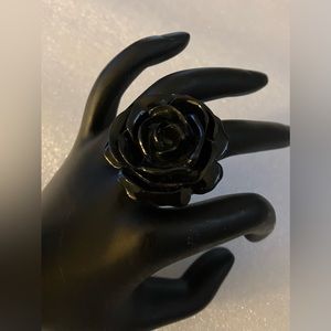 Vintage Kenneth Jay Lane black and gold flower statement ring